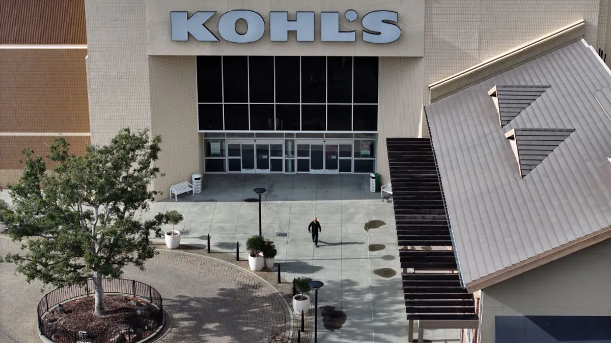 an overhead shot of a large Kohl's retail location in a mall