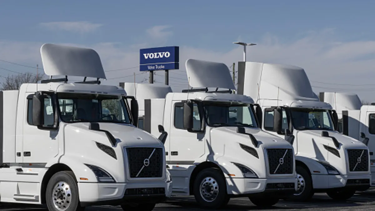 Volvo Semi Tractor Trailer Big Rig Truck display at a dealership.