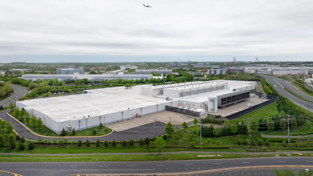 Aerial view of a data centers in Ashburn, Virginia.