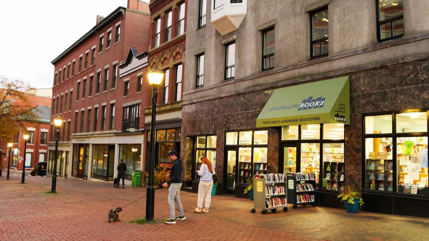 People walking down the street.